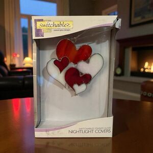 Switchables Stained Glass Night Light Cover Hearts 2005 Valentine's Day EUC